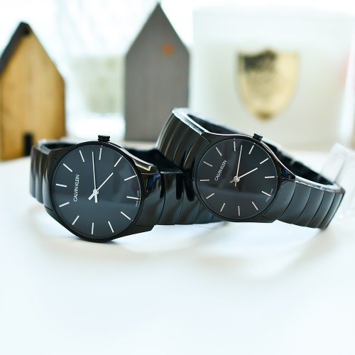 K4D22441 שעון קלווין קליין לנשים אלגנטי שחור | לוח פסים | דגמים חדשים כולל שנתיים אחריות | Calvin Klein Classic Quartz Black Dial Ladies Watch K4D22441