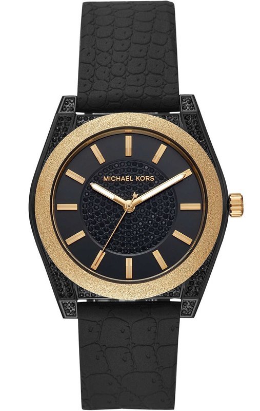 MK6703 שעון מייקל קורס לנשים | שחור בשילוב זהב משובץ זרקונים שחורים | דגמים חדשים במבצע | חנות שעוני מייקל קורס בראשון לציון | שנתייים אחריות | Michael Kors Women';s Channing Matte Black Watch MK6703