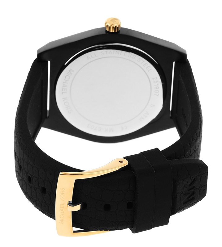 MK6703 שעון מייקל קורס לנשים | שחור בשילוב זהב משובץ זרקונים שחורים | דגמים חדשים במבצע | חנות שעוני מייקל קורס בראשון לציון | שנתייים אחריות | Michael Kors Women';s Channing Matte Black Watch MK6703