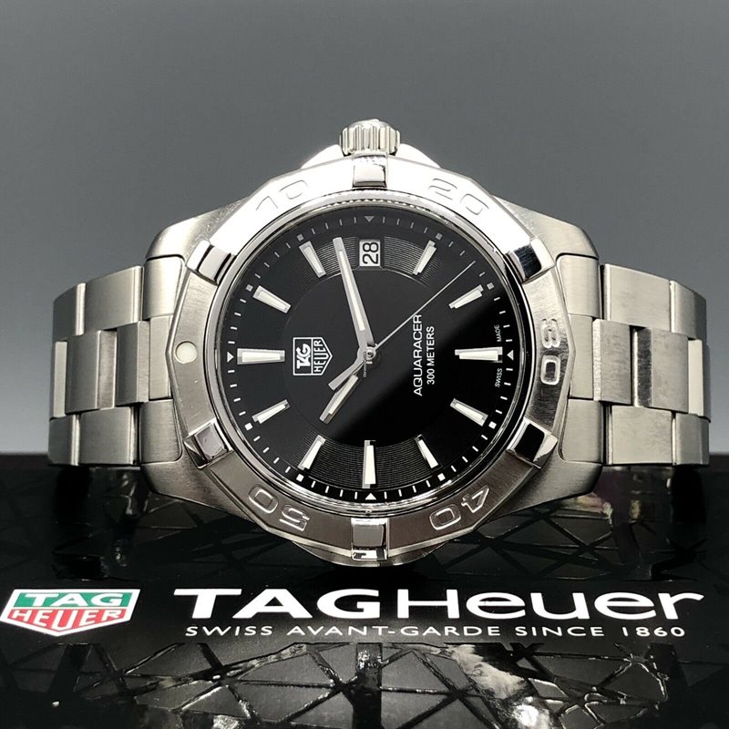 WAP1110-BA0831 שעון טאג הויאר לגברים | שעון 300 מטר בלוח שחור גלים מושלם | שעוני יוקרה שווצריים לגברים במבצע | שנתייים אחריות | Tag Heuer Aquaracer WAP1110.BA0831 Watch