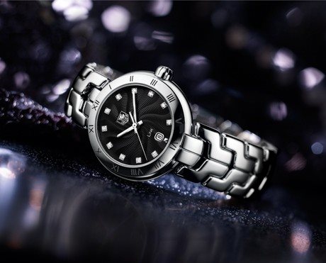 WAT1410-BA0954 שעון יוקרה של טאג הויאר לאישה | דגם יהלומים מסדרת לינק - לוח שחור גלים משובץ | מלאי מוגבל | שנתיים אחריות | חנות שעונים בראשון לציון | TAG Heuer Link Ladies Watch WAT1410.BA0954