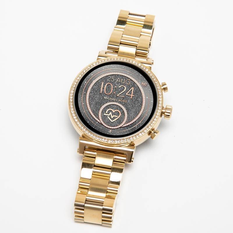 MKT5062 שעון יד מייקל קורס זהב חכם | שעון ברצועת סטיינלס סטיל | מערכת הפעלה של גוגל | מד דופק ועוד המון פונקציות | מלאי מוגבל דגם סופי 4 | שנה אחריות | Michael Kors Gen 4 Sofie HR Smartwatch - MKT5062