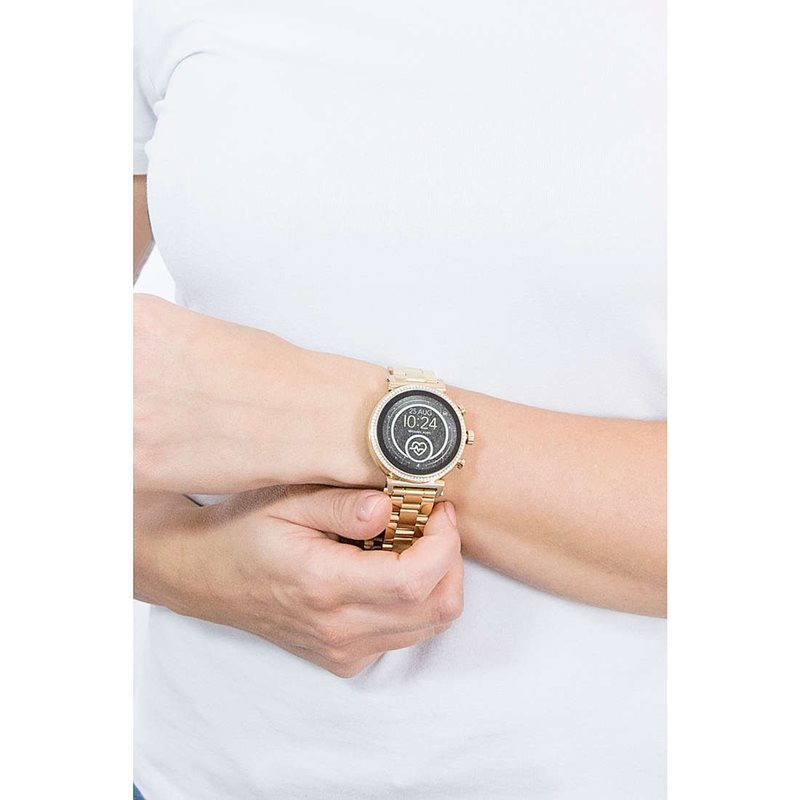 MKT5062 שעון יד מייקל קורס זהב חכם | שעון ברצועת סטיינלס סטיל | מערכת הפעלה של גוגל | מד דופק ועוד המון פונקציות | מלאי מוגבל דגם סופי 4 | שנה אחריות | Michael Kors Gen 4 Sofie HR Smartwatch - MKT5062