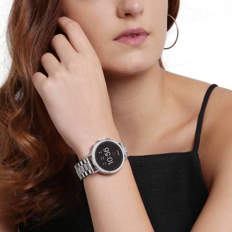 FTW6013 שעון חכם פוסיל מהמם לנשים | דגם ברצועת מתכת משובצת | שעון עם חיבור לנייד כולל מד דופק עוד המון | מלאי מוגבל | שנה אחריות | Gen 4 Smartwatch Venture HR Stainless Steel - FTW6013