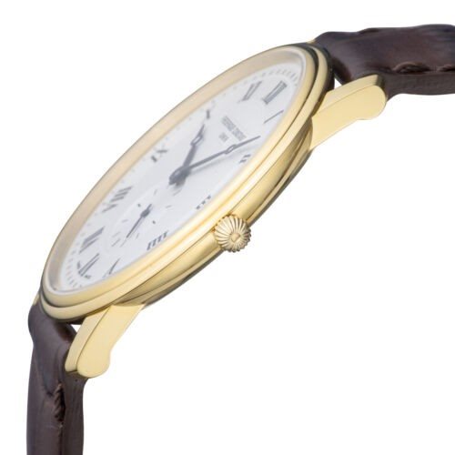 FC-235M4S5 פרדריק קונסטנט שעון יוקרה לגבר דגם מסדרת סלימליין דגם דק במיוחד ברצועת עור חומה | לוח לבן מיוחד רומיות | שעון שניון קטן בלוח | שנתיים אחריות Frederique Constant Slimline Quartz FC-235M4S5