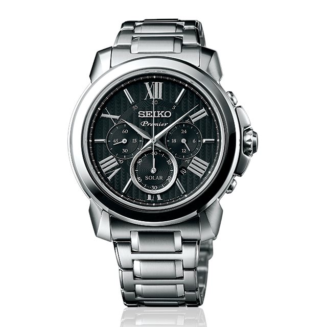 SSC597P1 סייקו שעון יד לגברים מסדרת פרמייר היוקרתית | דגם סולארי בלוח שחור מיוחד | כרונוגרף עם טעינה לחצי שנה | שנתיים אחריות | Seiko Premier Solar Chronograph Sapphire Watch SSC597P1