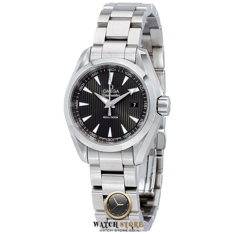 231.10.30.60.06 אומגה אקווה טרה סימסטר לנשים במחיר ללא תחרות | אוטומטי לוח שחור שנתיים אחריות | אומגה שעוני יוקרה Omega Seamaster Aqua Terra Quartz