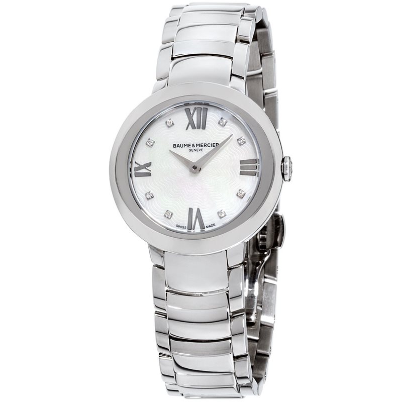 10158 שעון באום מרסייה לאישה | שעון יוקרה בלוח פנינה משובץ יהלומים | ספרות רומיות מנגנון שווצרי | חנות שעוני יוקרה בראשון לציון |Baume and Mercier Promesse Mother of Pearl Diamond Ladies Watch 10158