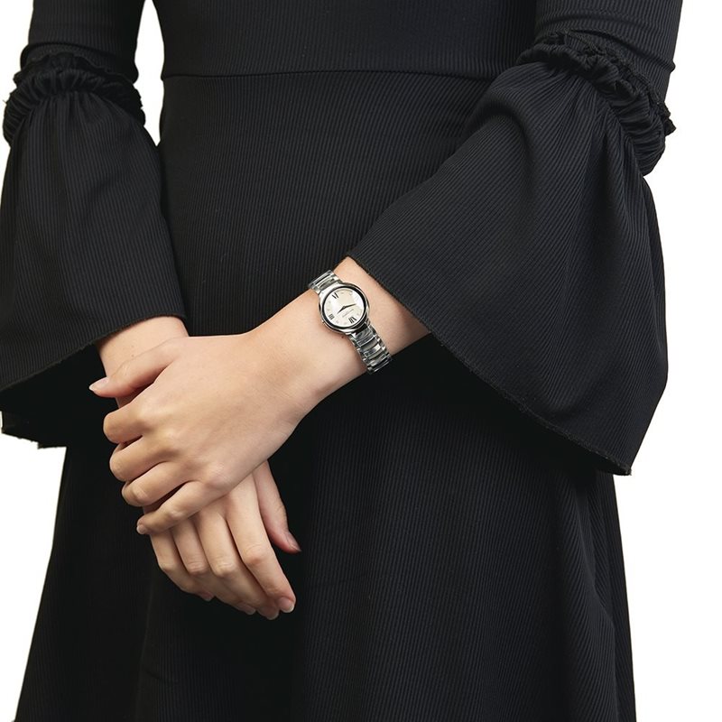 10158 שעון באום מרסייה לאישה | שעון יוקרה בלוח פנינה משובץ יהלומים | ספרות רומיות מנגנון שווצרי | חנות שעוני יוקרה בראשון לציון |Baume and Mercier Promesse Mother of Pearl Diamond Ladies Watch 10158