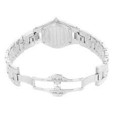 10078 שעון יוקרה לנשים של המותג השווצרי באום & מרסייה | באזל השעון משובץ ב 22 יהלומים | מגיע עם רצועת עור נוספת | לוח פנינה מרשים | שנתיים אחריות |10078 | Baume & Mercier Linea Diamond-set Steel 27mm