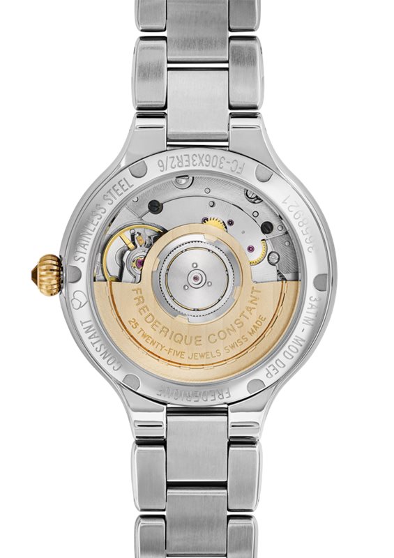 FC-306WHD3ER6B שעון כסוף יוקרתי של המותג פרדריק קונסטנט דגם אוטומט בלוח פנינה משובץ 8 יהלומים | מלאי מוגבל כולל שנתיים אחריות | Delight Automatic Diamond Ladies Watch FC-306WHD3ER6B Frederique