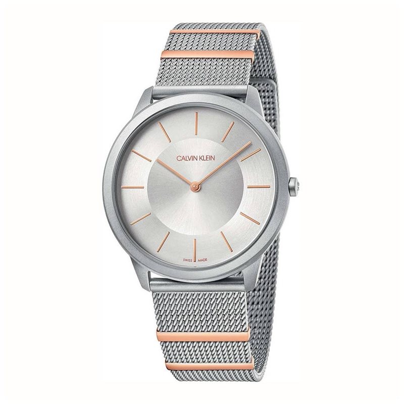 K3M511Y6 שעון קלווין קליין מהקולקצייה החדשה לגבר | שעון כסוף משולב זהב רוז למראה אלגנטי | שנתיים אחריות מלאי מוגבל |Calvin Klein K3M511Y6 Minimal Collection Silver Tone
