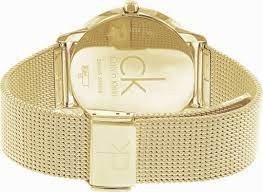 K3M5155N שעון יד קלווין קליין מסדרת מינימל לגברים | שעון זהב ברצועת ראשת ולוח כחול מיוחד | שנתיים אחריות |Calvin Klein Minimal Men Quartz K3M5155N Watch