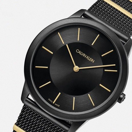 K3M524Z1 קלווין קליין חדש דגמי 2024 לנשים כבר כאן | שעון שחור לאישה בלוח שחור משולב זהב | שעוני אופנה לנשים | חנות שעונים בראשון לציון |Calvin Klein K3M524Z1 Minimal Collection Black Mesh