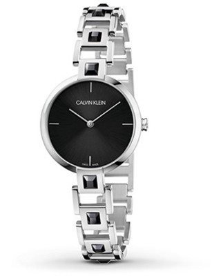 K9G23UB1 שעון קלווין קליין דגמים חדשים לנשים | דגם כסוף מעוצב בלוח שחור ואבנים שחורים ברצועה | שנתיים אחריות | Calvin Klein Mesmerise K9G23UB1 Wrist watch