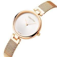 K8G23626 שעון יד קלווין קליין לנשים ברצועת רשת רוז גולד | לוח כסוף כולל שנתיים אחריות | שעוני אופנה לנשים | Buy Calvin Klein Analogue Silver Dial Women';s Watch - K8G23626