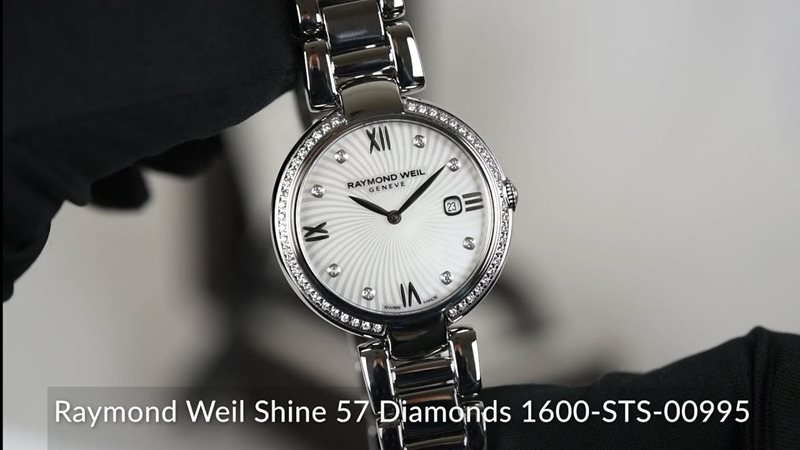 1600-STS-00995 שעון יד ריימונד וויל לנשים | דגם שמגיע עם רצועה נוספת להחלפה מהירה | דגם כסוף מושלם בלוח גלים משובץ יהלומים | שעוני יוקרה שווצריים לאישה במבצע | Raymond Weil 1600-STS-00995 Shine