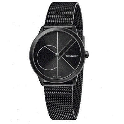 K3M5245X שעון קלווין קליין שחור לנשים דגם בינוני 35 מ';';מ | רצועת רשת מאש מנגנון שוויצרי כולל שנתיים אחריות | חנות שעונים בראשון לציון | K3M5245X Women';s Calvin Klein Minimal Stainless Mesh Band Watch