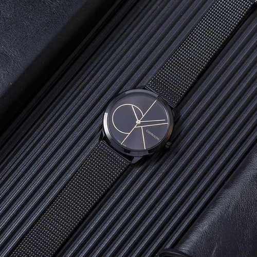 K3M5245X שעון קלווין קליין שחור לנשים דגם בינוני 35 מ';';מ | רצועת רשת מאש מנגנון שוויצרי כולל שנתיים אחריות | חנות שעונים בראשון לציון | K3M5245X Women';s Calvin Klein Minimal Stainless Mesh Band Watch