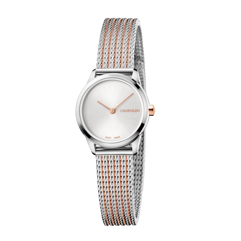 K3M23B26 שעון קלווין קליין מיני לנשים | רצועת רשת משולבת זהב רוז | קולקציית שעונים חדשה בישראל | שנתיים אחריות | Calvin Klein Minimal Women';s Watch K3M232B26