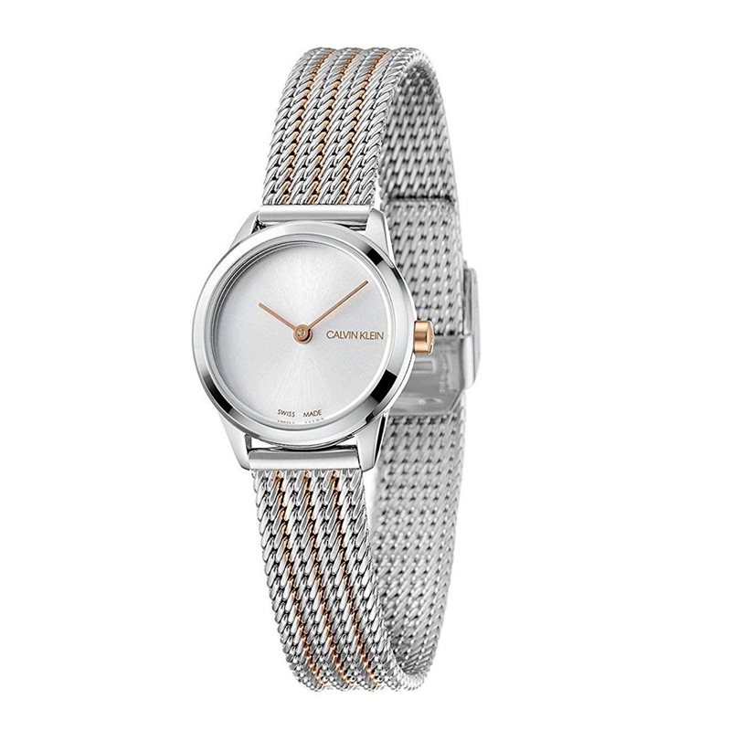 K3M23B26 שעון קלווין קליין מיני לנשים | רצועת רשת משולבת זהב רוז | קולקציית שעונים חדשה בישראל | שנתיים אחריות | Calvin Klein Minimal Women';s Watch K3M232B26