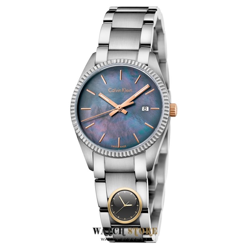 שעון קלווין קליין אלגנטי ומרשים לנשים | דגמים חדשים |זכוככית ספיר קריסטל לוח פנינה כחול שחור מיוחד Calvin Klein Alliance Women';s Quartz Watch K5R33B4Y