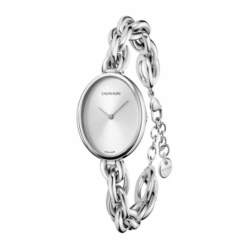 K9Y23126 שעון יד קלווין קליין צמיד לנשים דגם מהקולקצייה החדשה 2021 | שעון אופנתי לאישה בלוח כסוף כולל שנתיים אחריות | מלאי מוגבל | Calvin Klein Statement K9Y23126 Wristwatch for women