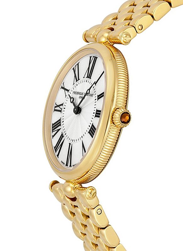 FC-200MPW2V5B שעון מושלם לנשים של פרדריק קונסטנט דגם עדין קלאסי ואלגנטי | שעון זהב בלוח לבן ספרות רומיות | כתר חום מיוחד | מלאי מוגבל | שנתיים אחריות | Frederique Constant Art Deco Classics FC-200MPW2