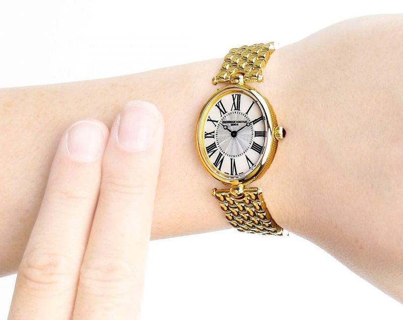 FC-200MPW2V5B שעון מושלם לנשים של פרדריק קונסטנט דגם עדין קלאסי ואלגנטי | שעון זהב בלוח לבן ספרות רומיות | כתר חום מיוחד | מלאי מוגבל | שנתיים אחריות | Frederique Constant Art Deco Classics FC-200MPW2
