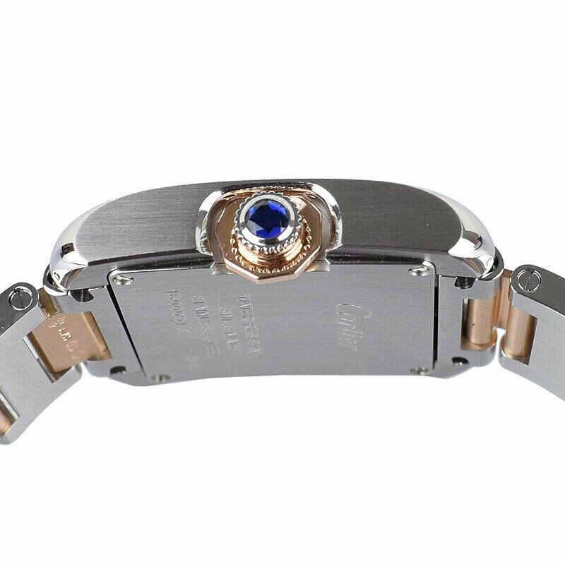 WT100024 שעון יוקרה של קרטייה יד 2 לנשים | דגם טנק אנגלייז טוטון רוז גולד 18K לוח משובץ יהלומים | שעון במצב חדש כולל כל התעודות ושנה אחריות | Cartier Tank Anglaise Small Silver Dial Stainless Steel 18