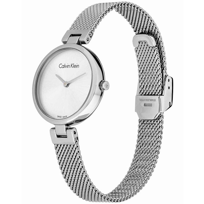 K8G23126 שעון יד קלווין קליין דגם אופנתי ברצועת רשת לוח כסוף | מנגנון שווצרי כולל שנתיים אחריות | חנות שעוני CK בראשון לציון | Calvin Klein Authentic Lady Watch K8G23126 stainless