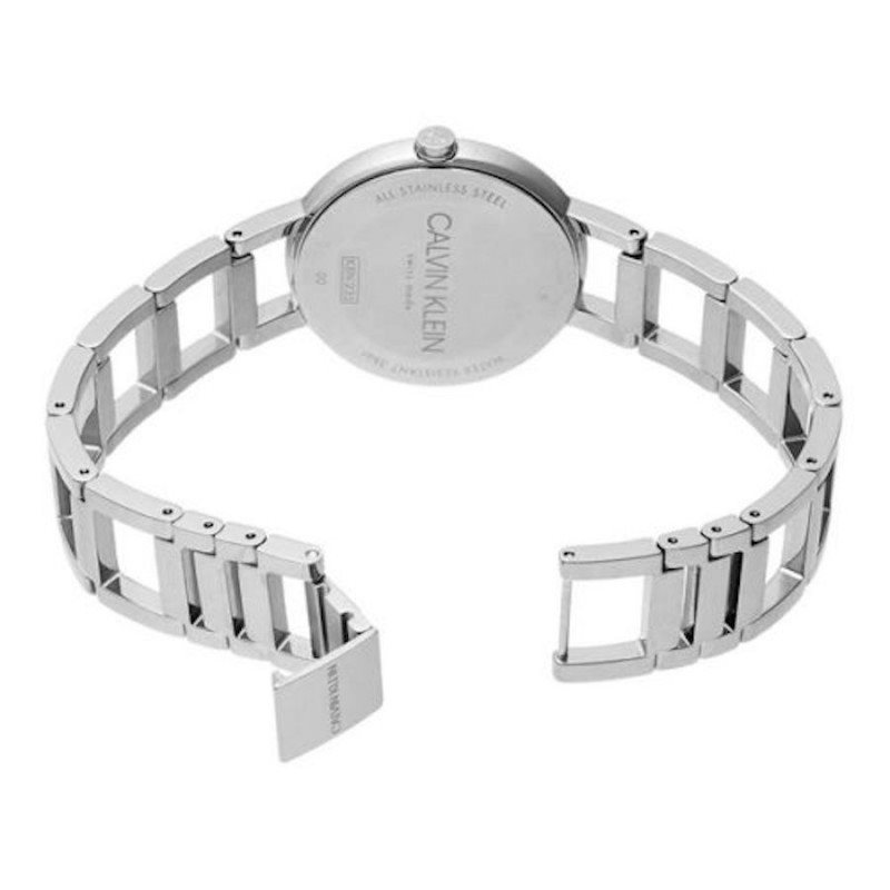 K8N23141 קלווין קליין שעון כסוף לוח שחור לאישה | דגם בעיצוב צמיד | שעון אלגנטי אופנתי מעוצב | שנתיים אחריות | חנות שעוני CK בראשון לציון |Cheers Quartz Black Dial Ladies Watch K8N23141 by Calvin Klei