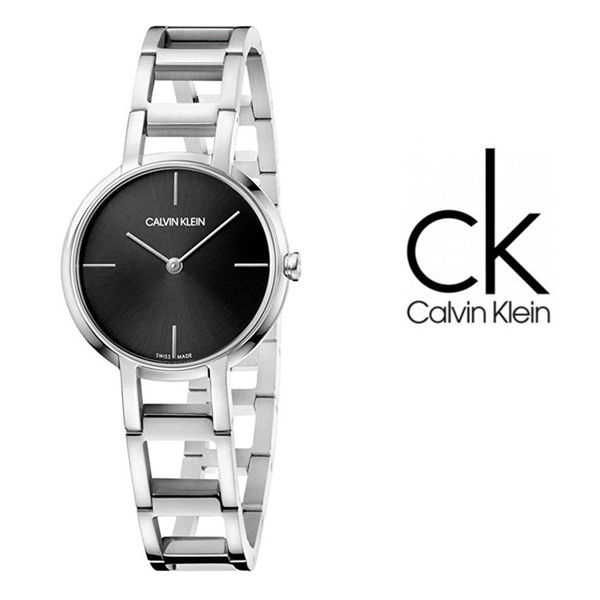 K8N23141 קלווין קליין שעון כסוף לוח שחור לאישה | דגם בעיצוב צמיד | שעון אלגנטי אופנתי מעוצב | שנתיים אחריות | חנות שעוני CK בראשון לציון |Cheers Quartz Black Dial Ladies Watch K8N23141 by Calvin Klei