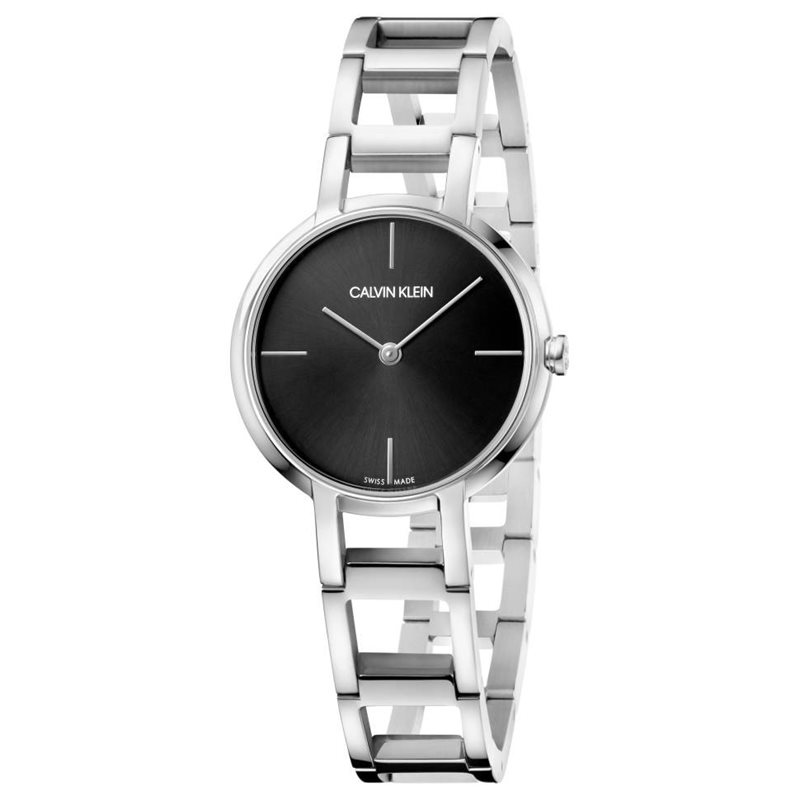 K8N23141 קלווין קליין שעון כסוף לוח שחור לאישה | דגם בעיצוב צמיד | שעון אלגנטי אופנתי מעוצב | שנתיים אחריות | חנות שעוני CK בראשון לציון |Cheers Quartz Black Dial Ladies Watch K8N23141 by Calvin Klei