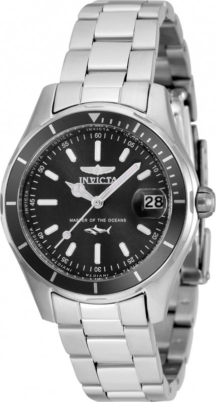 35599 שעון ספורטיבי אלגנטי לנשים של אינווקטה | דגם בלוח שחור ברצועת סטיינלס סטיל | שנתיים אחריות | שעוני צלילה לאישה | Pro Diver Quartz Blue Dial Ladies Watch 35599 by Invicta