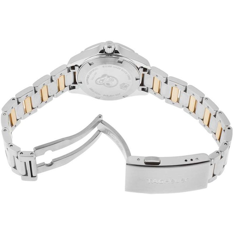 WAY1453.BD0922 שעון יוקרה שווצרי של טאג הויאר לנשים | דגם משולב זהב צהוב 18K בבאזל וברצועה | לוח פנינה משובץ ובאזל 18K משובץ | שנתיים אחריות | מלאי מוגבל | TAG Heuer Aquaracer Ladies Watch WAY1453.BD0