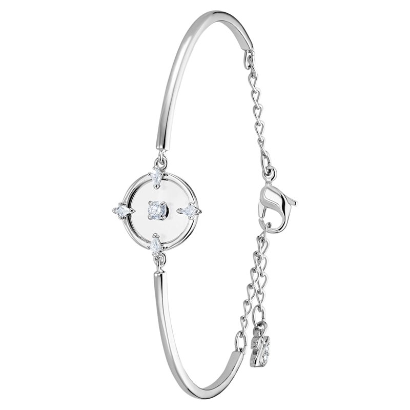 5497227 צמיד סברובסקי חצי קשיח לנשים עשוי מרודיום איכותי | 5 אבנים מרכזיות | North bangle, Medium, White, Rhodium plated | Swarovski