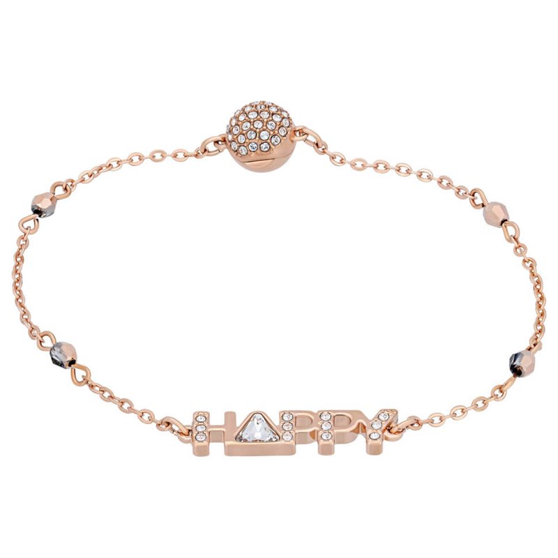 5353847 צמיד HAPPY רוז גולד של סברובסקי לנשים | סוגר מגנטי | Swarovski Remix Collection Happy, White, Rose gold plating