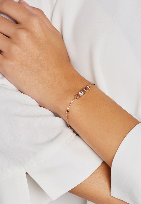 5353847 צמיד HAPPY רוז גולד של סברובסקי לנשים | סוגר מגנטי | Swarovski Remix Collection Happy, White, Rose gold plating