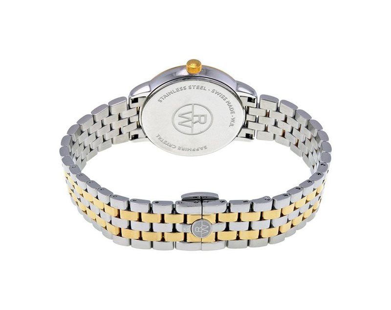 5988-STP-97081 שעון יוקרה לנשים של ריימונד ווייל מסדרת טוקטה | שעון משולב זהב בלוח פנינה משובץ 11 יהלומים ותאריכון | שנתיים אחריות | Ladies Two-Tone Gold 11 Diamond Quartz Watch - Toccata