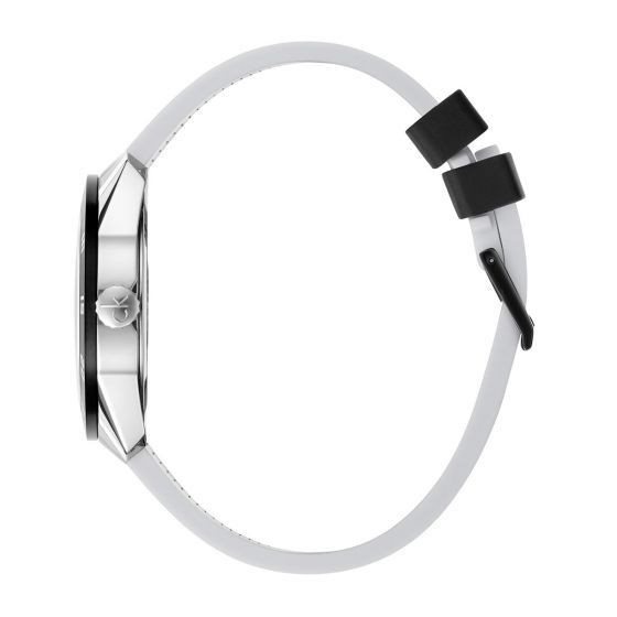 K9R31CD6 שעון יד ספורטיבי לגברים של קלווין קליין | שעון מיוחד ברצועת סיליקון שחורה ולבנה | מלאי מוגבל | שנתיים אחריות | מנגנון שווצרי | Calvin Klein Compete Men watch K9R31CD6 black rubber