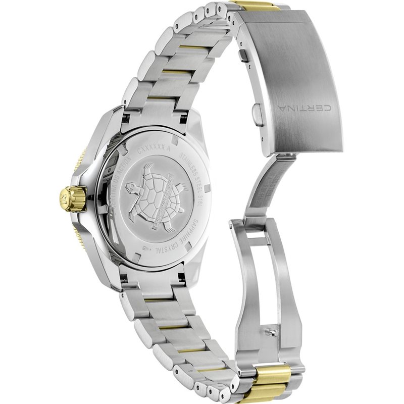 C032.607.22.051.00 שעון של סרטינה מקולקצייה החדשה | שעון יוקרתי לגבר משלוב זהב וכסף | לוח שחור באזל קרמי | 300 מטר | 5 שנים אחריות | C032.607.22.051.00| Watch Certina DS Action Diver 43mm