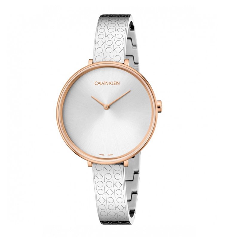 K7A236ZZ שעון יד קלווין קליין לנשים | קולקציית שעונים חדשה | שעון בסגנון צמיד ברצועה כסופה ממותגת CK | באזל ומחוגים רוז גולד |מלאי מוגל | שנתיים אחריות | Calvin Klein Women';s K7A236ZZ Rise 38mm Silver