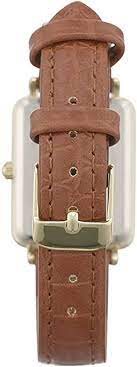 AK-3820GPHY שעון יד מלבני של אן קליין לנשים | שעון זהב ברצועת עור חומה קלאסית | שנתיים אחריות | Anne Klein Women';s Glitter Accented Croco-Grain Strap AK-3820GPHY