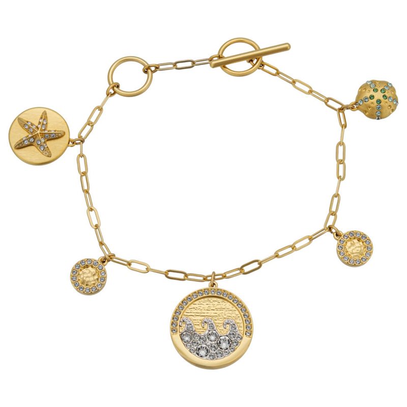5524188 צמיד סברובסקי לנשים דגם זהב משובץ | SWAROVSKI 5524188 SHINE Coins Bracelet Light Multi-colored Gold Tone Plated