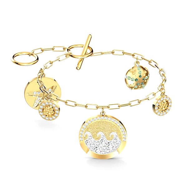 5524188 צמיד סברובסקי לנשים דגם זהב משובץ | SWAROVSKI 5524188 SHINE Coins Bracelet Light Multi-colored Gold Tone Plated