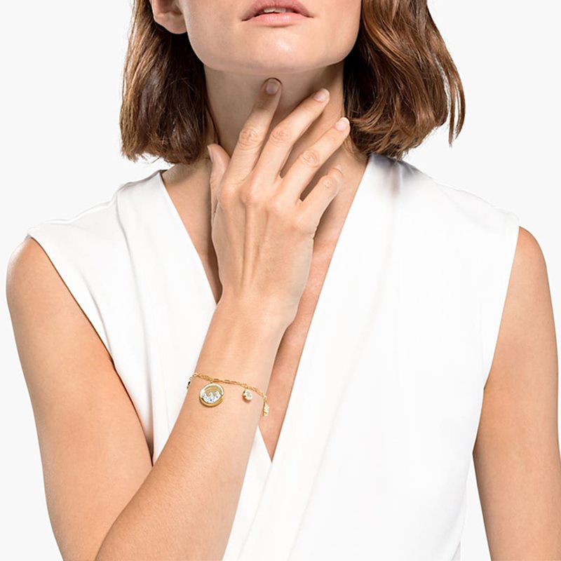 5524188 צמיד סברובסקי לנשים דגם זהב משובץ | SWAROVSKI 5524188 SHINE Coins Bracelet Light Multi-colored Gold Tone Plated