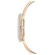 5484045 שעון יד סברובסקי זהב משובץ אבני סברובסקי בבאזל ובלוח | שעוןיד בסגנון צמיד | שעון אופנתי יוקרתי לאישה | Swarovski Crystal Rose Watch Metal bracelet, Golden 5484045