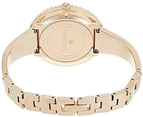 5484045 שעון יד סברובסקי זהב משובץ אבני סברובסקי בבאזל ובלוח | שעוןיד בסגנון צמיד | שעון אופנתי יוקרתי לאישה | Swarovski Crystal Rose Watch Metal bracelet, Golden 5484045