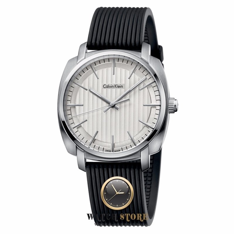 שעון יד של המותג קלווין קליין | שעונים שווצרים דגמים חדשים באתר | שנתיים אחריות | Calvin Klein Highline Black Rubber Band Watch K5M311D6